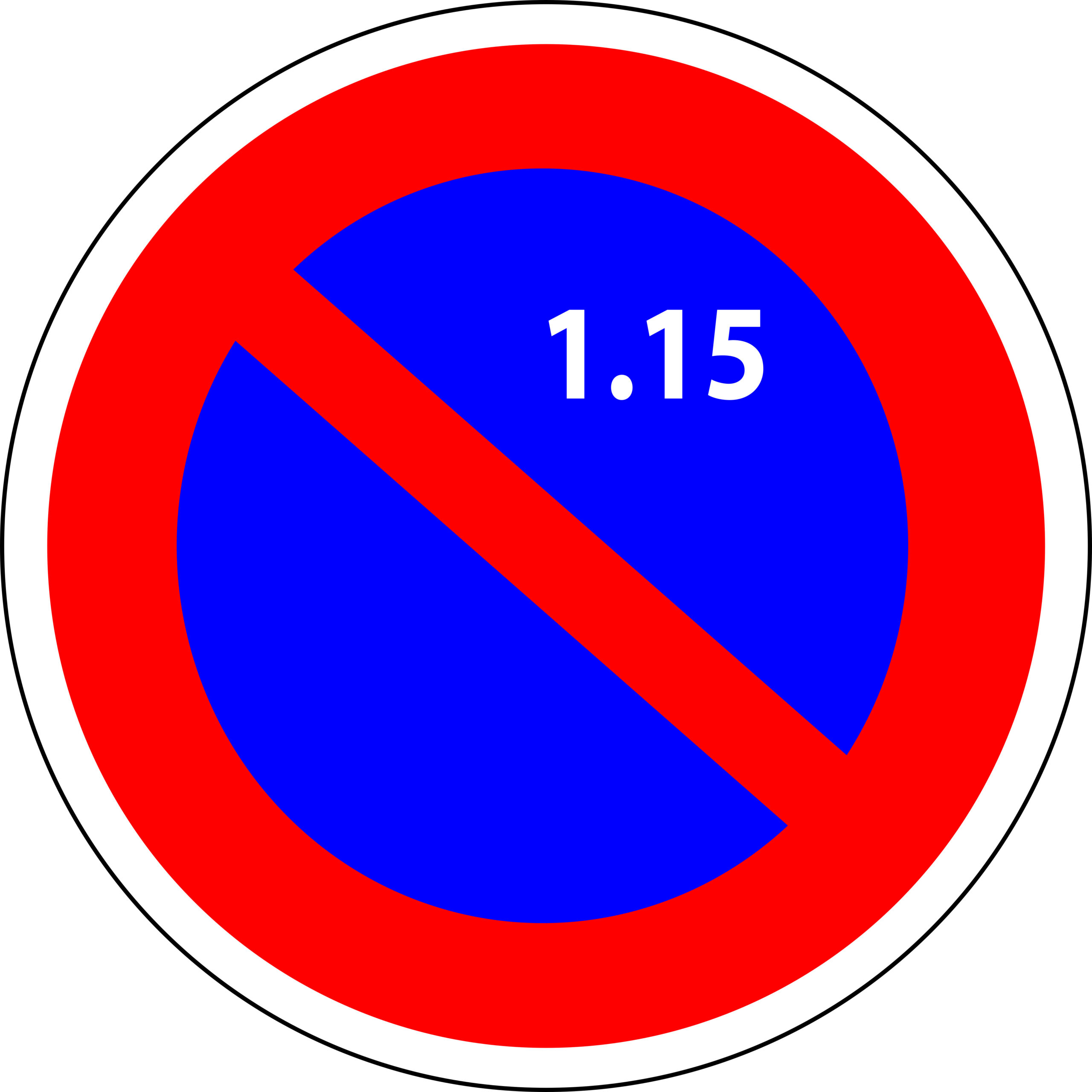 French Stationnement Alterne Road Sign for the 1st until the 15th of the month.